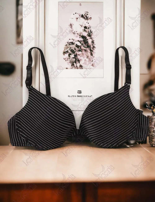 Cheriee everyday essentials lightly padded black stripe bra - extremely cute (c48)
