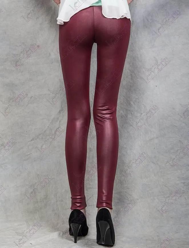 Wine wet look leggings (u20)