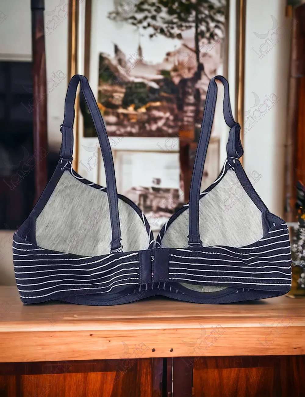 Cheriee everyday essentials lightly padded navy blue stripe bra - extremely cute (c51)