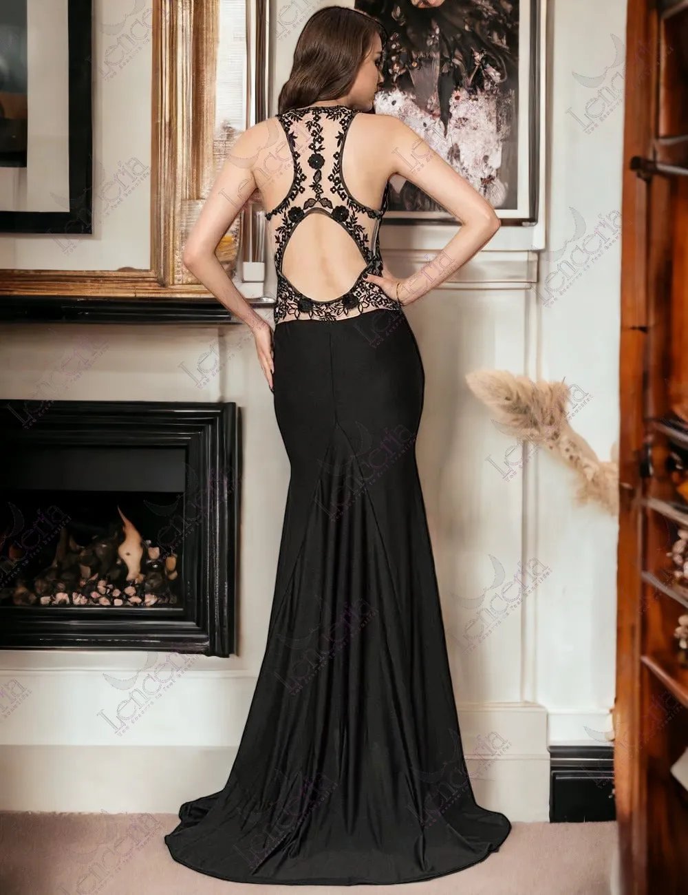 Black keyhole evening dress - branded in  Pakistan