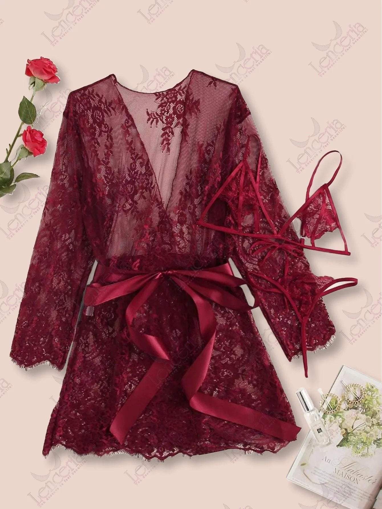 Burgundy Bridal fleur rouge fonce three piece set - extremely popular (m4)