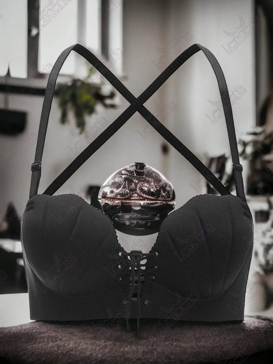 Cheriee Black Cruzada plunge padded pushup bra - very sexy (c27)