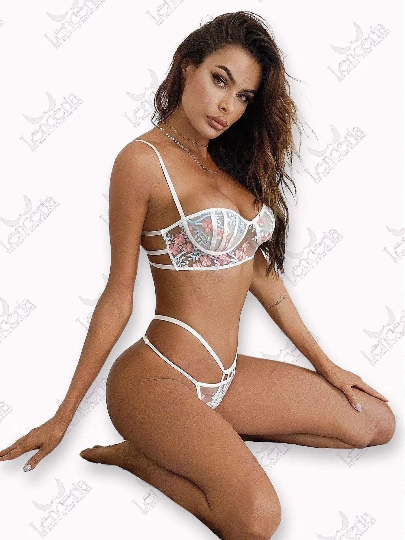 Fleur blanc lingerie set very sexy (c20)