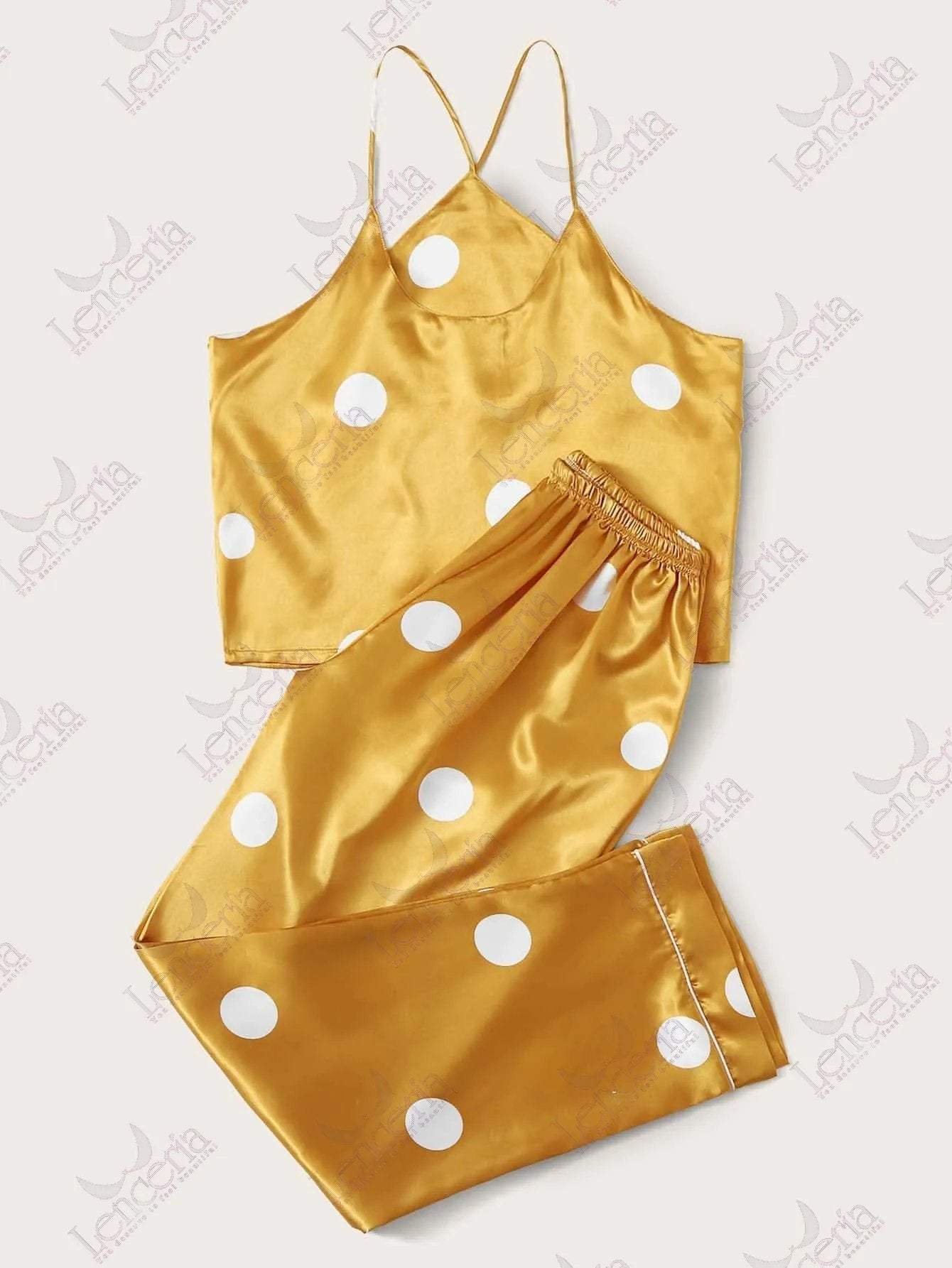 Oro polka dot silk pajama set very comfortable (u25)