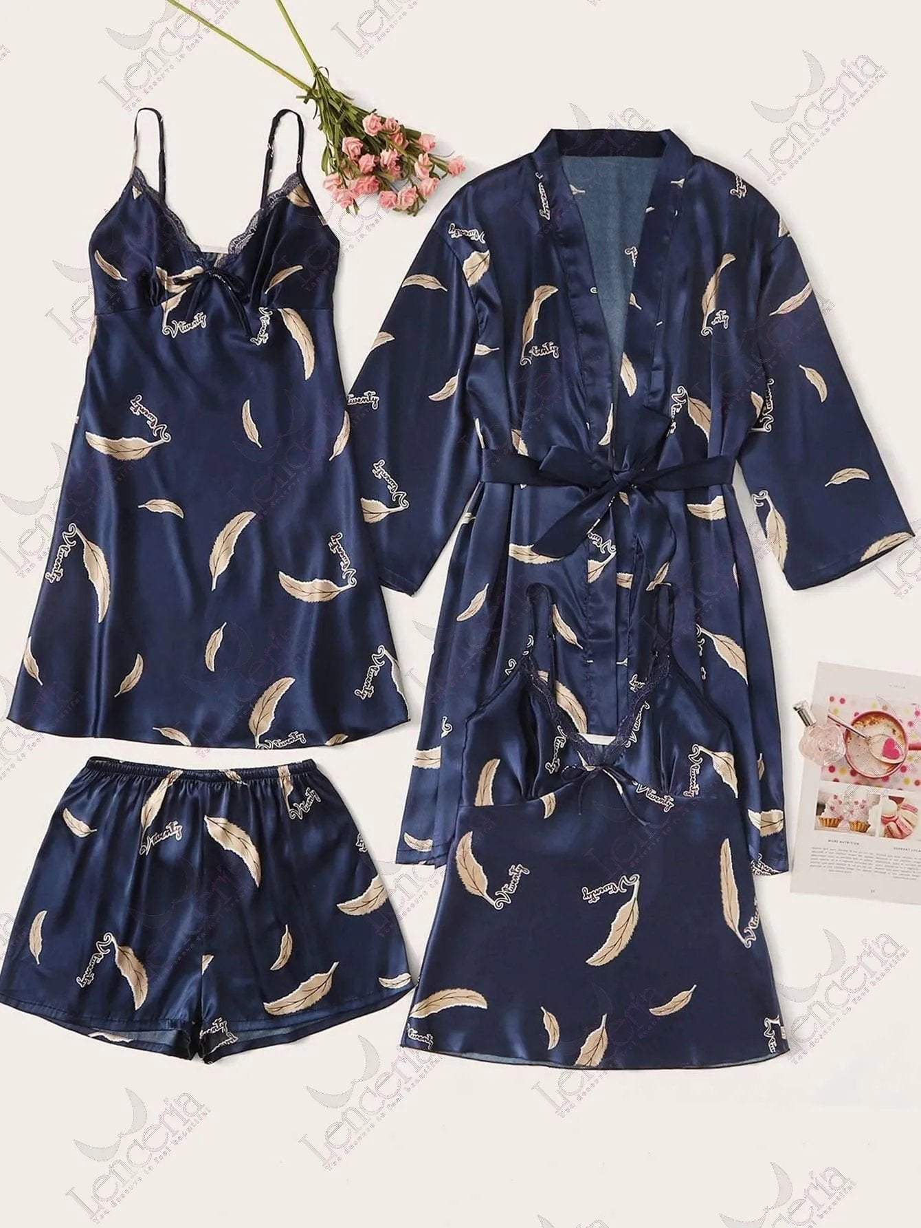 Pluma fonce bleu four piece pajama set - extremely elegant (L2)