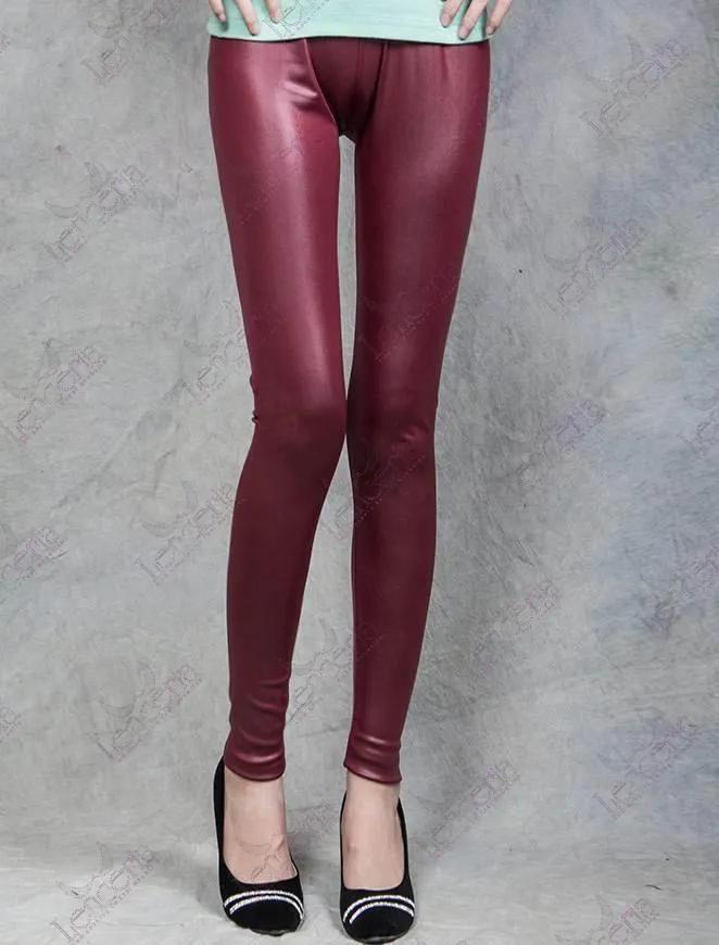 Wine wet look leggings (u20)